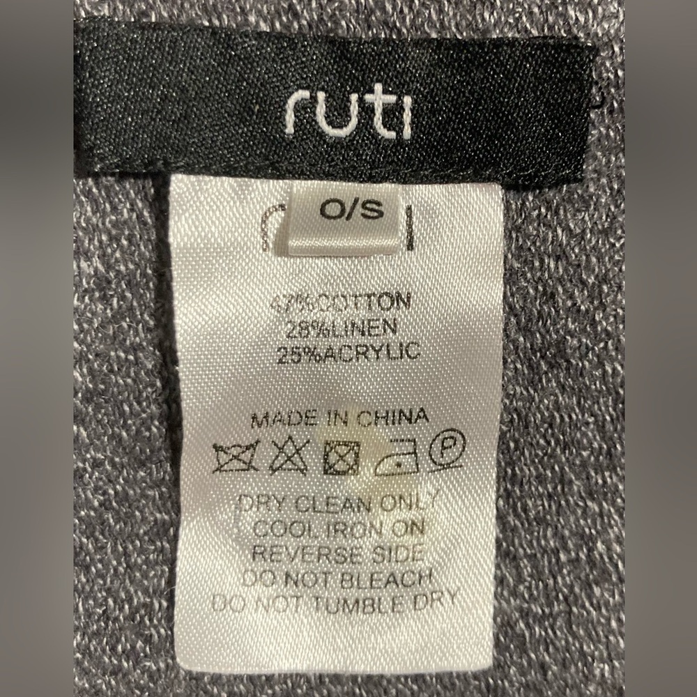Ruti Cozy Up Wrap Open Cardigan Cotton/Linen Tapered Hem Line Grey One Size - Picture 11 of 11
